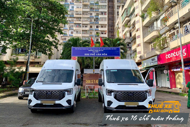 Cho thuê xe du lịch 16 chỗ màu trắng